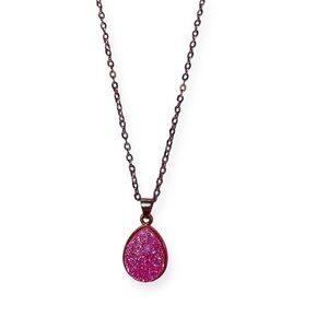 Pink Teardrop Necklace with 10in chain
